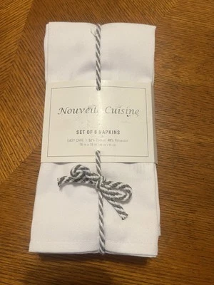 Nouvelle Cuisine 8 White Napkins- 18”x 18”- NEW - Image 1 of 4