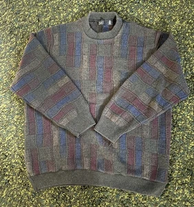 Vintage Grandpa Sweater Size XL Haggar Earth tones Patchwork Preppy Crewneck - Picture 1 of 7