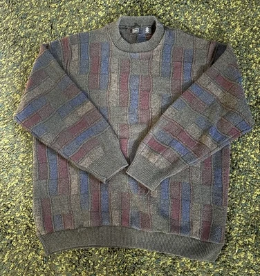Suéter Vintage Abuelo Talla XL Haggar Tonos Tierra Patchwork Preppy Cuello Redondo Foto 1 de 4