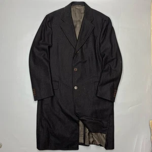 Canali Charcoal Brown Coat Overcoat Long Jacket 50/40 Wool - Picture 1 of 15