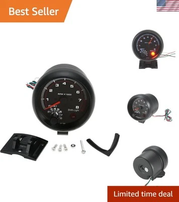 High Accuracy 3.75" Car Tachometer Kit - Adjusts to 4, 6, & 8 Cylinder Engines - Image 1 of 4