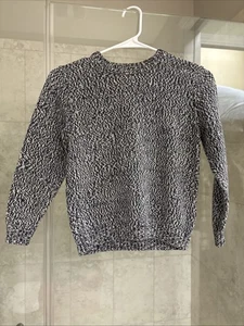 Land’End 100% Cotton Sweater Kids Size 7 Blue/White - Picture 1 of 4