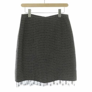 CHANEL Tight Skirt Knee-Length Tweed Tulle Layered All-Over Print Silk Lame 36 - Picture 1 of 7