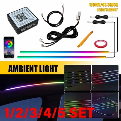 Interior Car LED Strip Light RGB Ambient Lighting with 110 cm Fiber Optic 1-5SET - Image 1 of 4