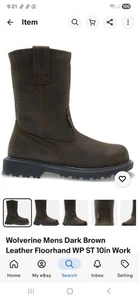 Wolverine Herren Dunkelbraun Leder Bodenhand Welly Arbeitsstiefel Größe 12 - Bild 1 von 14