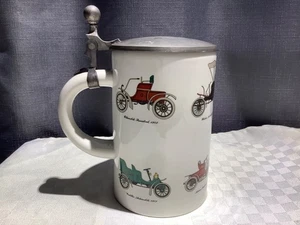 Sgrafo Modern West Germany Antique Automobiles Beer Stein Pewter Lid RARE - Picture 1 of 19