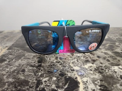 Vintage 80’s 90's L.A. Gear Fashion Sunglasses Neon Blue Pink Black Frame - Image 1 of 4