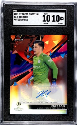 2021-22 Topps Finest Ucl Ederson #BA-E Auto SGC 10 pop 4 - Image 1 of 2