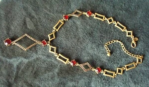 Chicos Messing Ton Rot Strass Halskette, 15" - Bild 1 von 7