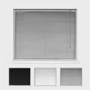 MADE TO MEASURE ALUMINIUM VENETIAN BLINDS 25MM BLACK WHITE SILVER - Picture 1 of 13