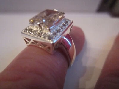 ANILLO DE CÓCTEL PLATA ESTERLINA CON CRISTALES ROSAS Y BLANCOS - TALLA 6 1/2 - BBA-10 Foto 1 de 3