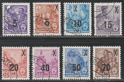 DDR 1954 SC# 216 - 223 - Complete Set of Eight Stamps - Used Lot # 022 - Image 1 of 2