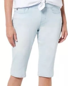 Belle by Kim Gravel Bleach Wash TripleLuxe Denim Pedal Pushers Pants Size 26P - Picture 1 of 2
