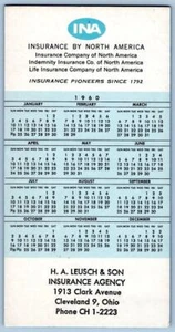 Calendario 1960 Leusch & Son Cleveland Ohio Agencia de Seguros Vintage Tinta Blotter - Imagen 1 de 2