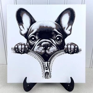 French Bulldog Wall Art, Zipper Dog Art, Dog Lover Art, Textured Art - Picture 1 of 10