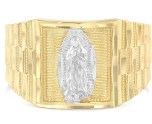Mans solid 14k yellow Gold Virgin Mary Ring S 8 9 10 11 - Picture 1 of 8