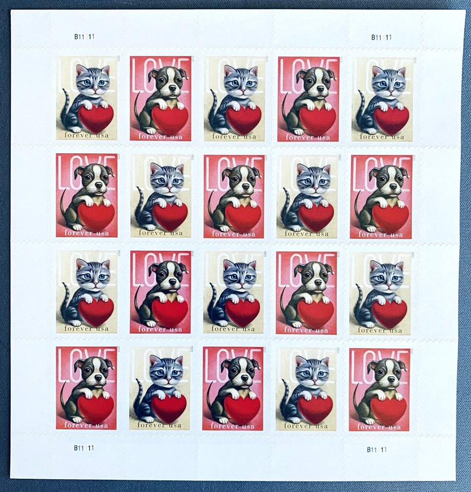 SoCo Stamps - US Scott #5745-5746 Love Series Kitty - Puppy Forever Sheet MNH - Image 1 of 1