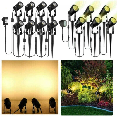 8er Gartenstrahler mit Erdspieß LED Gartenleuchte Set Gartenbeleuchtung Außen DE - Bild 1 von 4