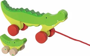 Ziehtier KROKODILE Cosmo & Croki Alligator Nachziehtier Nachziehspielzeug Holz - Bild 1 von 2