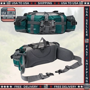 Hiking Fanny Pack with 2 Water Bottle Holders  Lumbar Waist Bag Outdoor Camping - Picture 1 of 24