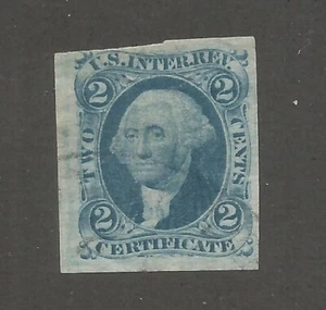 US Rev. #R7a Imperf Used Well Centered 1862 2ct Certificate Issue Scott $17.50 - Picture 1 of 1