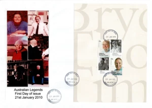 Stamps 2010 Australian Legends written word set of 12 booklet sheets on covers - Picture 1 of 12