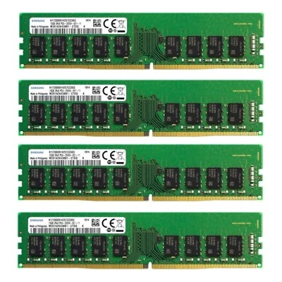 Samsung 64GB ( 4X16GB ) DDR4 2666MHz PC4-21300 ECC Unbuffered UDIMM Memory RAM - Image 1 of 4