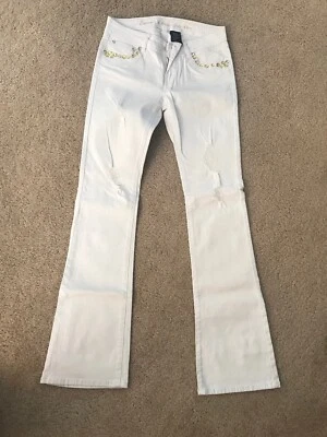 Juniors Sweet Look Premium Denim White Boot Cut Bling, Size 9 - Image 1 of 4