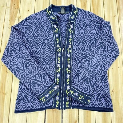 Suéter Nomadic Traders Floral Cachemira Nórdica Cremallera Talla Med Tejido Pesado Suave Foto 1 de 4