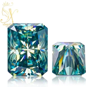 Piedra suelta de moissanita de corte radiante brillante azul verde VVS1 piedras preciosas para anillo - Imagen 1 de 19