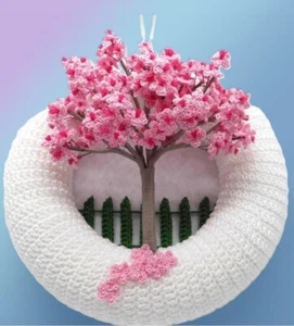 CROCHET PATTERN COPY BEAUTIFUL SPRING DOOR OR WALL WREATH IN SPORT YARN - Picture 1 of 4