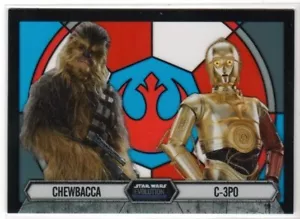 2016 Topps Star Wars Evolution Stained Glass Pairings #7 Chewbacca / C-3PO - Picture 1 of 2