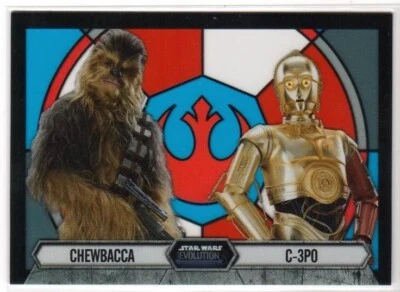 2016 Topps Star Wars Evolution Stained Glass Pairings #7 Chewbacca / C-3PO - Image 1 of 2