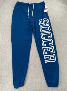VINTAGE Jerzees Soccer Pants Adult Large Blue Sweatpants Jogger Logo Mens L NEW - Picture 1 of 10