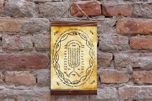 SHIVITI Ancient Hebrew Kabbalah Protection Amulet Wood Framed Canvas Print - Picture 1 of 10