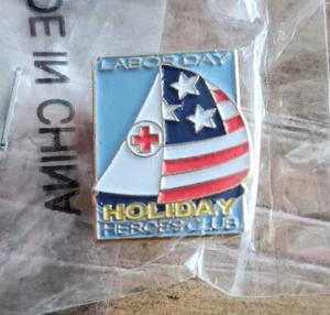 American Red Cross Blood Donation Donor Pin Holiday Hero Club Labor Day Boat NEW - Picture 1 of 4