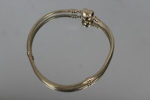 Authentic Pandora 14K Gold Bracelet/ Anklet with Heart Clasp 9" - 21.2g