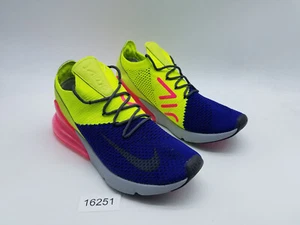Nike Air Max 270 Flyknit Men's Size 8.5 Running Shoes Blue Neon Pink - Picture 1 of 12