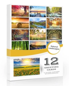 12 x Landscape Folding Greeting Cards with Envelopes – Blank Inside - Picture 1 of 7