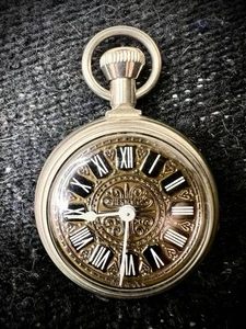 VTG Westclox Pocket Watch Roman Numerals Ornate Shield Back USA Works Perfectly - Picture 1 of 8