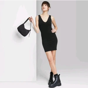 Ärmelloses figurbetontes Damenkleid schwarz große Baumwollmischung - Bild 1 von 5