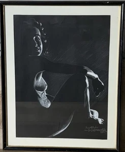 70’s West German Graphite Drawing Black White Nude Woman Signed Framed - Picture 1 of 11