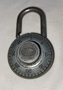 Vintage Elgin Padlock  Combo Dial Code Number Lock - With Combination - Picture 1 of 3