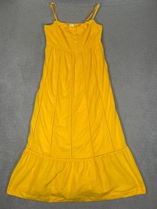 Anthropologie Maeve Maxi Dress Womens 10 Yellow Pintuck Button Front Sundress - Picture 1 of 10