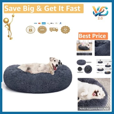 Cama ortopédica para cachorro 30 polegadas redonda pele sintética confortável lavável - Imagem 1 de 4