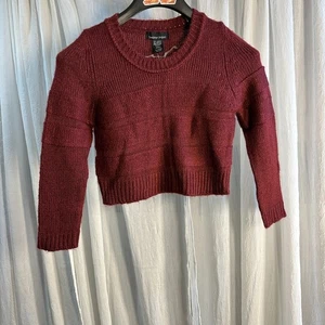 Sweater Project Cropped Knitted Sweater Top Womens Small Maroon Long Sleeve NWT - Picture 1 of 8