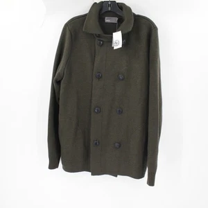 NWT Vince cardigan Mens medium double breasted crest buttons green knit wool - Picture 1 of 12