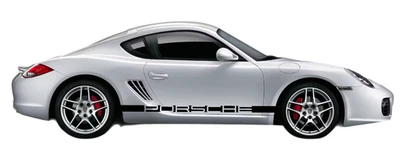 Juego de calcomanías gráficas laterales a rayas negativas personalizadas Porsche Cayman 2005-2014 Foto 1 de 4