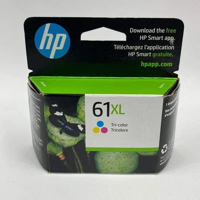 Genuine HP 61XL High Yield Ink Cartridge Tri-color Warranty Feb 2026 New Sealed - Image 1 of 2