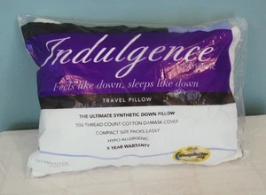 ISOTONIC INDULGENCE TRAVEL PILLOW 500 THREAD COUNT 16" X 12" SYNTHETIC DOWN NEW - Picture 1 of 1